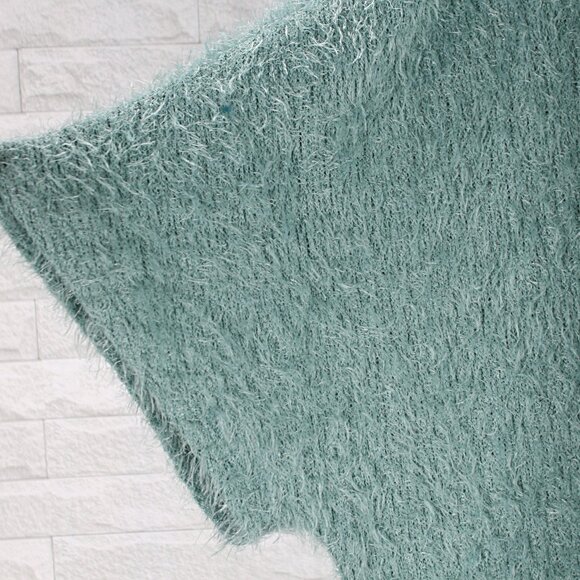 PAISLEY GRACE Cardigan Angora Blend Oversized Fuzzy Texture Open Front Teal XL - Picture 4 of 13